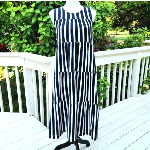 J. Crew Navy & White Striped Maxi Medium - Picture 5 of 5
